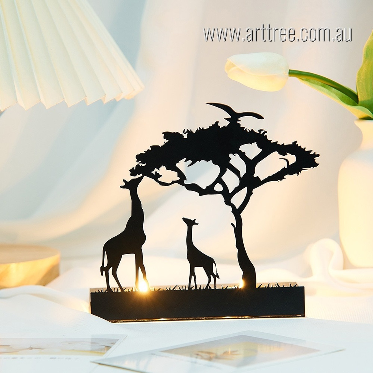 Giraffe Candle Holder Landscape Metal Handmade Modern Animal Sculptures For Hotel Decoration Design