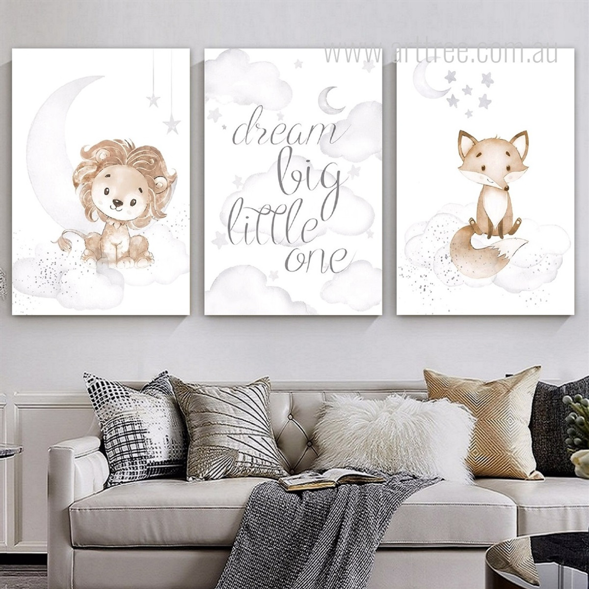 Dream Big Little One Nature Quotes 3 Panel Set Nursery Stretched Painting Photograph Canvas Print Home Wall Decoration