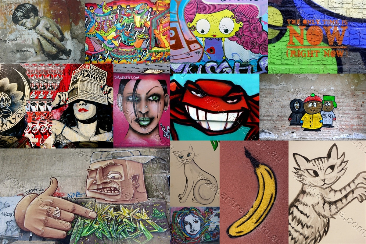Right Now Graffiti Street Art Collage