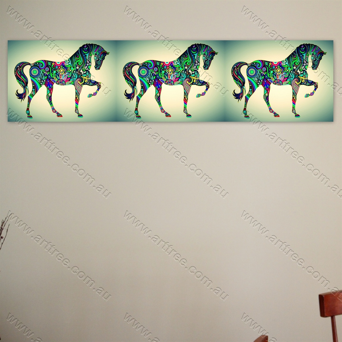 Rainbow Pattern Horse Animal 01