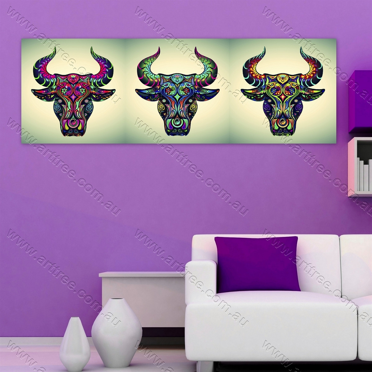 Colorful Bulls Face