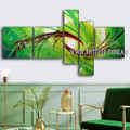 Kongfu Style Green Base Abstract Modern 5 Piece Split Complementary Painting Wall Art Set For Room Wall Décor