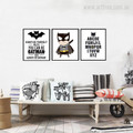 Batman Logo Cartoon Alphabets Wall Art Set