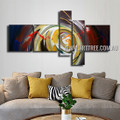 Colorful Swirl Abstract Modern Handmade Artist 5 Piece Split Canvas Paintings Wall Art Set For Room Drape