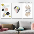 Geometric Hexagons Diamond Shapes Abstract Nordic Painting Photo 3 Piece Framed Canvas Wall Art Print Set Australia For Home Interior Design