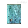 Turquoise Color Abstract Bird Feathers Wall Art