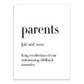 Parents Definition Family Quote Black and White Canvas Print