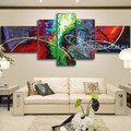 Unique Colorful Streaks Abstract Modern 5 Piece Multi Panel Wall Art Paintings Set For Room Tracery