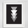 Geometric Down Triangles Black and White Print on Canvas