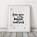 Love You to The Moon and Back Stars Quotes Kids Wall Art