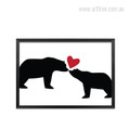 Cute Bear Animal Love Heart Kids Wall Art