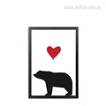 Cute Bear Animal Heart Nursery Art
