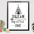 New Dream Big Little One Cute Quote, Arrow, Tent Kids Wall Art