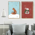 Snow Theme Fox, Rabbit Animal Art Pieces