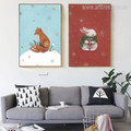 Snow Theme Fox Rabbit Animal Print Set of 2