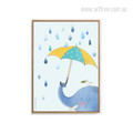 Elephant under Umbrella Theme Animal Canvas Print