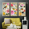 Retro Style Birds and Flowers Combination Long Wall Art