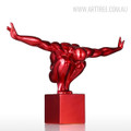 Dark Red Resin Strong Muscular Diving Posture Sculpture (2)