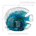 Blue Tropical Fish Glass Miniature Pisces Sculpture Size Description