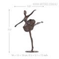 Ballet Dancing Girl B Bronze Sculpture Brown Miniature Size