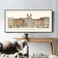 Retro Vintage Rome Squares Piazza di Spagna Large Canvas