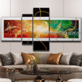 Colorful Textured & Streaks Abstract Handmade 4 Piece Split Oil Paintings For Room Outfit