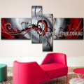 Black & Red Streaks Abstract Handmade 4 Piece split wall painting For Room Finery