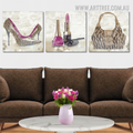 Leopard Fashion Accessories Abstract Vintage Painting Image 3 Piece Framed Canvas Wall Art Prints www.arttree.com.au