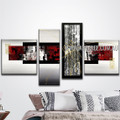 Semicircle Comb Design Abstract Handmade 4 Piece Multi Panel Painting For Room Flourish
