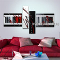 Red Zig Zag Design Abstract Handmade 4 Piece Multi Panel Painting For Room Decor