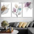 Colorful Leaves Abstract Botanical Watercolor Painting Photo Framed Stretched 3 Piece Canvas Wall Art Prints For Room Finery