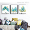 Abstract Watercolor Blue Leaves Canvas Art