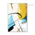 Abstract Yellow Blue Black Curves Painting Print