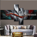 Colored Abstract Wave Modern Handmade 4 Piece Split Panel Painting For Room Onlay