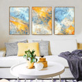 Blue Yellow Modern Abstract Watercolor Print Set