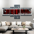 Lovely Red & Black Textured Abstract Modern 4 Piece Split Canvas Painting For Room Finery