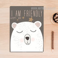 I Am Friendly Cartoon Bear Canvas Print