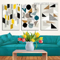 Abstract Geometric Symbols Circles Triangles Digital Artwork Image 3 Piece Framed Canvas Wall Art Print Set Australia www.arttree.com.au
