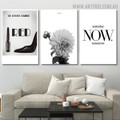Yesterday Now Tomorrow Typography Floral Vintage Painting Image Stretched 3 Piece Wall Decor Prints For Office Wall Decoration Ideas
