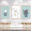 Cartoon Animals Sweet Nursery Wall Art Prints