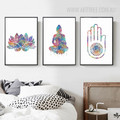 Indian Modern Lotus Buddha Yoga Pattern Home Decoration Wall Art