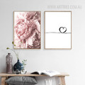 Romantic Pink Peony Wired Heart Wall Prints