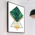 Modern Refreshing Green Leaves Triangle Geometric Canvas Art