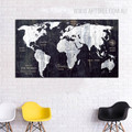World Map Black and White Wall Art