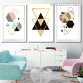 Geometric Pattern Hexagons Abstract Modern Artwork Image Framed 3 Panel Wall Art Canvas Prints For Home Interior Design