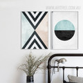 Vintage Geometric Pattern Triangles Circle Canvas Prints Set