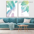 Watercolor Fresh Leaf Abstract Modern Framed Artwork Image 2 Piece Canvas Prints For Wall Decoration
