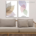 Multicolor Beautiful Leaves Abstract Nordic Framed Artwork Image 2 Piece Canvas Prints For Wall Decoration


