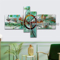 Colorful Ring Design Abstract Handmade 4 Piece Split Canvas Painting For Room Tracery