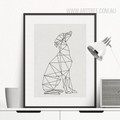 Black and White Minimal Dog Animal Art